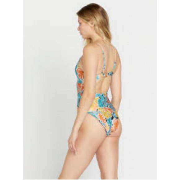 NEW $105 Volcom Womens XS One Piece Tropical Floral Take It Easy Swimsuit - Picture 4 of 12